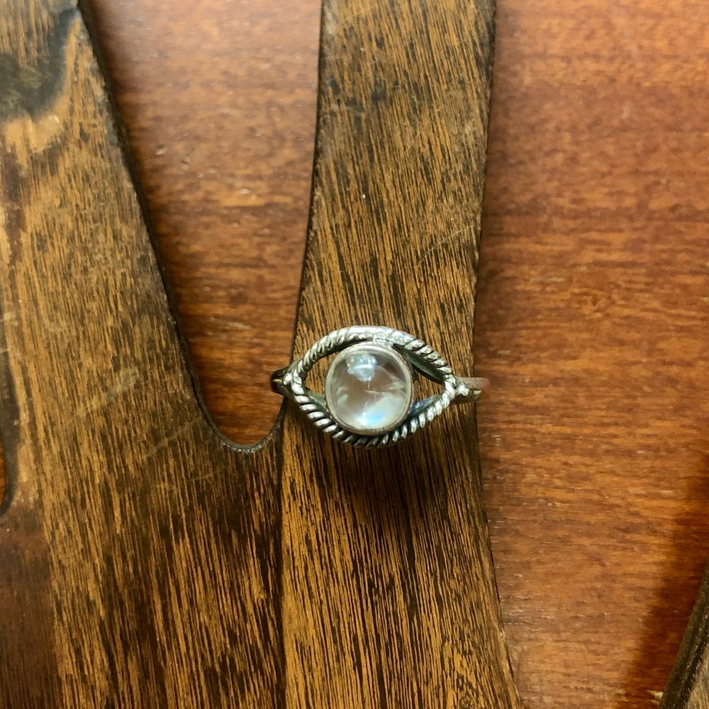 Sterling Silver Ring 925 Rainbow Moonstone Boho